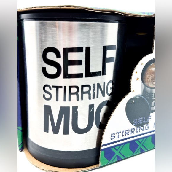 New In Box Self Stirring Insulated Mug w/ Push Button & Lid 11.84 Fluid Ounces - Picture 7 of 13